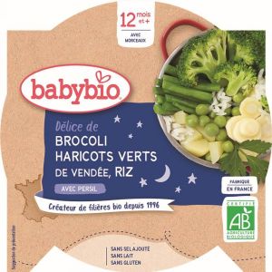 Babybio Bonne nuit Légumes verts et riz Bio - dès 12 mois - 230g