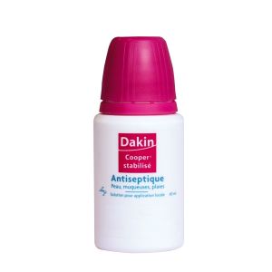Dakin Cooper Stabilise Solution Pour Application Locale 1 Flacon(S) Polyethylene Haute Densite (Pehd) Dioxyde De Titane Noir De Charbon De 60 Ml