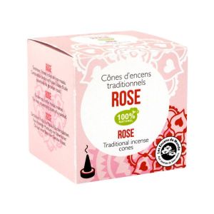 Aromandise Cones d'encens indien Rose - boite 12 cones + porte encens