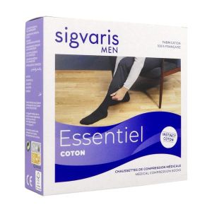 Sigvaris Homme Essentiel Coton Classe 2 Chaussette Noir Large Normal 2
