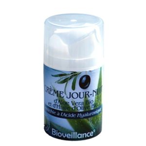 Bioveillance - Crème jour - nuit d'aloe vera et d'huile d'olive à l'acide hyaluronique BIO - 50 ml