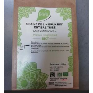 GRAINE DE LIN BRUN BIO ENTIERE TRIEE IPHYM Graine de lin brun bio, entière triée, vrac, sac 50 g