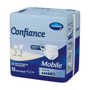 CONFIANCE MOBILE ABSORPTION 6 Slip absorbant jetable pour incontinence urinaire, adulte, Xsmall (ref. 915700), sac 14