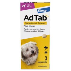 Adtab 112Mg Comprime A Croquer Pour Chiens (2,5-5,5Kg) Plaquette 3