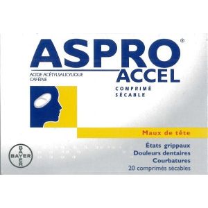 Aspro Cafeine 500 Mg/50 Mg Comprime Effervescent Secable B/20