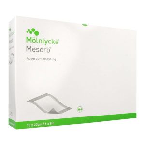 MESORB Pansement absorbant, non tissé, stérile, non adhérent à la plaie, 15 cm x 20 cm (ref. 776803), bt 10
