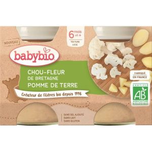 Babybio Petits pots  Chou-fleur de Bretagne Pomme de terre de notre Ferme BIO - 2 x 130 g