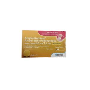 AMYLMETACRESOL/ALCOOL DICHLOROBENZYLIQUE 0.6MG/1.2MG MIEL CITRON