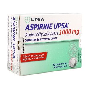 ASPIRINE UPSA TAMPONNEE Comprimé effervescent 1000 mg, boîte 2 tubes 10