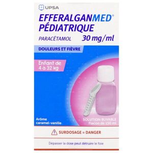 Efferalganmed Pediatrique 30 Mg/Ml (Paracetamol) Solution Buvable 150 Ml En Flacon + Systeme Doseur
