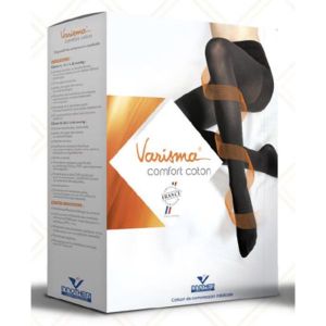 VARISMA 2 COMFORT COTON Collant médical de contention microfibre, classe 2, homme et femme, naturel, court, taille 4, paire