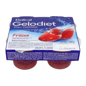 DELICAL GELODIET EAUX GELIFIEES Denrée alimentaire destinée à des fins médicales spéciales, saveur fraise, 120 g x 4