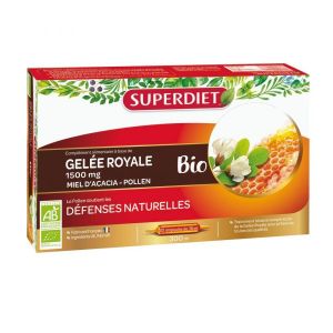 Superdiet Gelée Royale Miel Pollen BIO - 20 ampoules de 15 ml