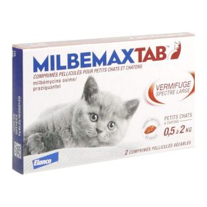 MILBEMAXTAB PETIT CHAT ET CHATON Comprimé pelliculé sécable antiparasitaire, endectocide, petit chat et chaton, bt 2