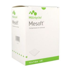 MESOFT Compresse en non tissé, stérile, 7,5 cm x 7,5 cm sachet de 2, 50 sachets, bt 100