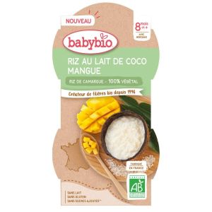 Babybio Bols lactés, Riz au lait de Coco Mangue BIO - dès 8 mois - 2 x 100 g