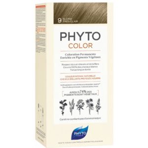 Phyto Phytocolor 9 Blond Tres Clair Kit : Cr Colorante 50Ml+Revelateur 50Ml+Masq 12Ml Liquide Boite 1