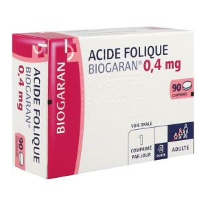 ACIDE FOLIQUE BIOGARAN Comprimé 0,4 mg, boîte 90