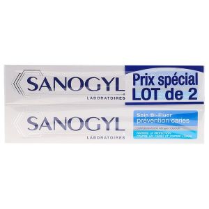 SANOGYL SOIN BI FLUOR PREVENTION CARIES Dentifrice anticarie, tube 75 ml x 2