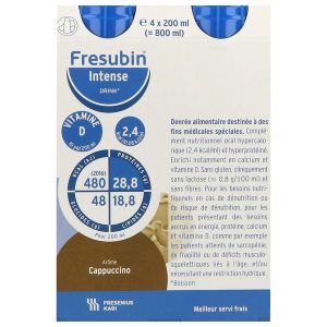 FRESUBIN INTENSE DRINK Denrée alimentaire destinée à des fins médicales spéciales, cappuccino, 200 ml x 4
