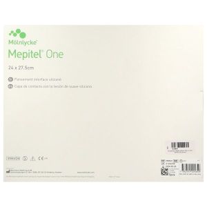 MEPITEL ONE Pansement interface transparent, siliconé d'un seul côté, stérile, 24 cm x 27,5 cm (ref. 289620), bt 5