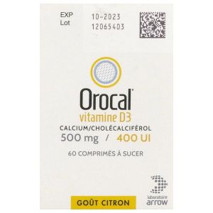 OROCAL VITAMINE D3 Comprimé à sucer 500 mg/400 UI, boîte 60