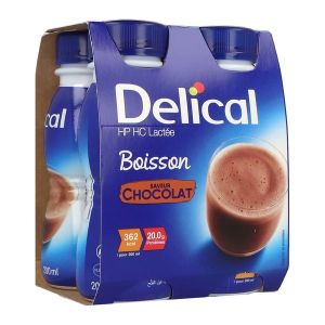 DELICAL BOISSON LACTEE HP HC Denrée alimentaire destinée à des fins médicales spéciales, chocolat, 200 ml x 4