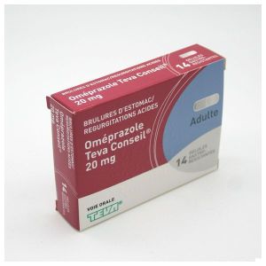 OMEPRAZOLE TEVA CONSEIL Gélule gastrorésistante 20 mg, boîte 14