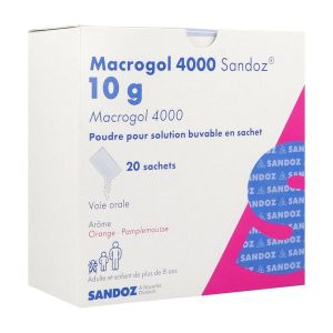 MACROGOL 4000 SANDOZ Poudre pour solution buvable 10 g, boîte 20 sachets