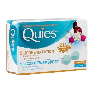 QUIES SILICONE NATATION Bouchon auriculaire spécial natation, enfant, bt 6