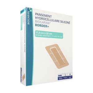 BIOGARAN BORDER PANSEMENT HYDROCELLULAIRE SILICONE 17,5 CM X 23 CM - REF M13849 BOITE 10