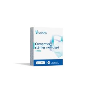 Soineo Compresses stériles Non tissées 4 plis 7,5 x 7,5 cm - 10 compresses