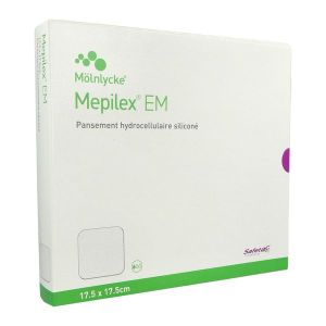 MEPILEX EM Pansement hydrocellulaire siliconé, extramince, à microadhérence sélective, 17,5 cm x 17,5 cm, bt 10