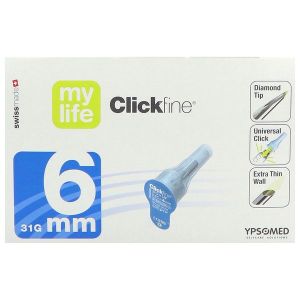MYLIFE CLICKFINE Aiguille pour stylo injecteur, G31, 6 mm x 0,25 mm (ref. 3200954), bt 100
