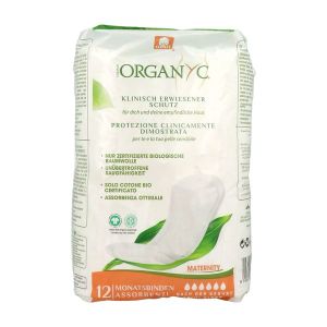ORGANYC SERVIETTES PREMIERS JOURS MATERNITE COTON BIO GOTS SERVIETTE HYGIENIQUE SACHET 12