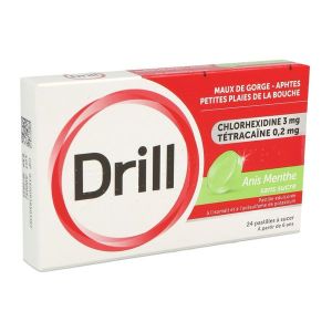 Drill Sans Sucre Anis Menthe Pastille Edulcoree A L'Isomalt Et A L'Acesulfame De Potassium B/24