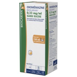 Oxomemazine Biogaran 0,33 Mg/Ml Sans Sucre Solution Buvable Edulcoree A L'Acesulfame Potassique 150 Ml En Flacon Avec Gobelet Doseur