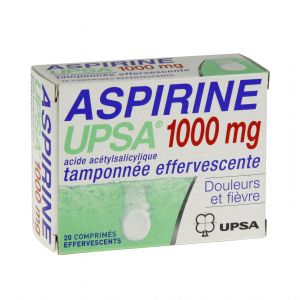 Aspirine Upsa Tamponnee Effervescente 1 000 Mg (Acide Acetylsalicylique) Comprimes Effervescents Secables B/20