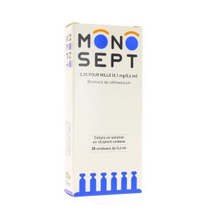 Monosept 0,25 Pour Mille (0,1 Mg/0,4 Ml) (Bromure De Cethexonium) Collyre En Solution En Recipient Unidose B/30