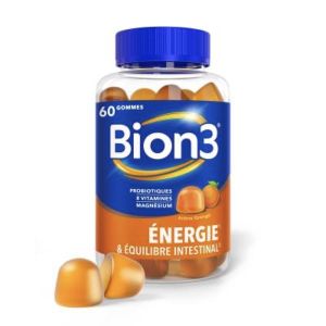 BION3 ENERGIE & EQUILIBRE INTESTINAL Gomme à mâcher, complément alimentaire à visée énergétique et intestinale, bt 60