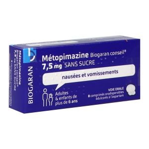 Metopimazine Biogaran Conseil 7,5 Mg Sans Sucre Comprime Orodispersible Edulcore A Laspartam B/8