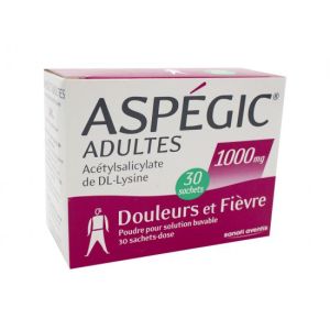 Aspegic Adultes 1000 Mg Poudre Pour Solution Buvable En Sachet-Dose B/30