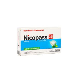 Nicopass Menthe Fraicheur 2,5 Mg Sans Sucre Pastille Edulcoree A L'Aspartam Et A L'Acesulfame Potassique B/36