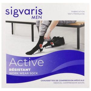 Sigvaris Active Resistant Homme Classe 2 Chaussette Noir Xl Long 2