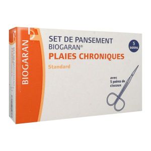 BIOGARAN SET DE PANSEMENT PLAIES CHRONIQUES STANDARD Set de nettoyage et de réfection de pansement sur plaie chronique, bt 5