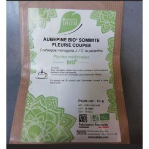 AUBEPINE BIO SOMMITE FLEURIE COUPEE IPHYM Sommité fleurie d'aubépine bio, coupée, vrac, sac 50 g