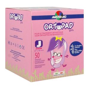 ORTOPAD FOR GIRLS GRANDS MOTIFS JUNIOR Pansement orthoptique hypoallergénique, adhésif, décoré, bt 50