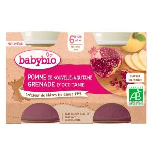 Babybio Petits pots Pomme Grenade BIO - dès 6 mois 2x130 g