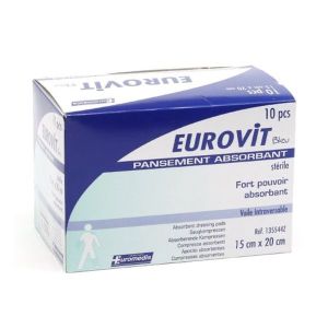 Eurovit Plus Pansement American Hydrophobe Sterile 15*20Cm Ref 135534 10