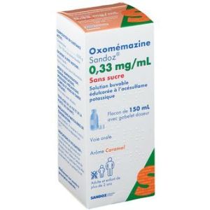 Oxomemazine Sandoz 0,33 Mg/Ml Sans Sucre Solution Buvable Edulcoree A L'Acesulfame Potassique 150 Ml De Solution Buvable En Flacon Avec Gobelet Doseur